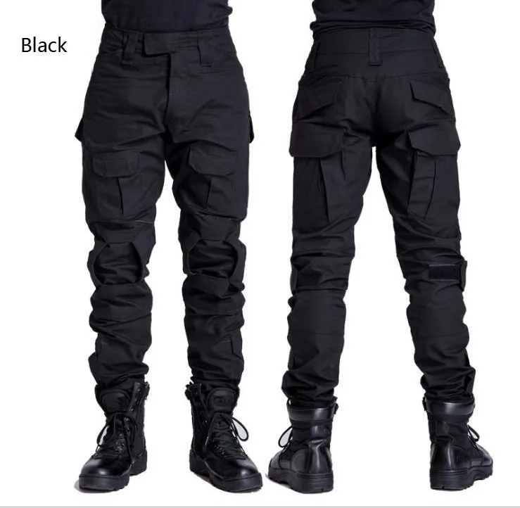 Водонепроницаемые тактические военные камуфляжные брюки карго для мужчин Rip-Stop анти-пиллинг армейские SWAT армейские брюки дышащие повседневные брюки - Цвет: Black