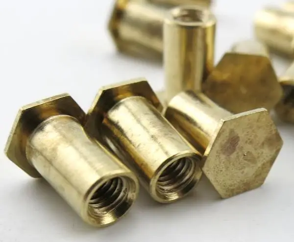 

10pcs/lot M3 blind hole copper column Hexagon brass pillars insulated column cylinder Car shell columns nut