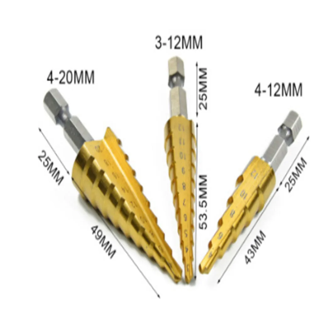 Маленький шт. 3 шт.. Метрическая шестиугольная пагода сверло металлический сверлильный Бит Мульти-инструмент стол Шаг сверло башня сверло