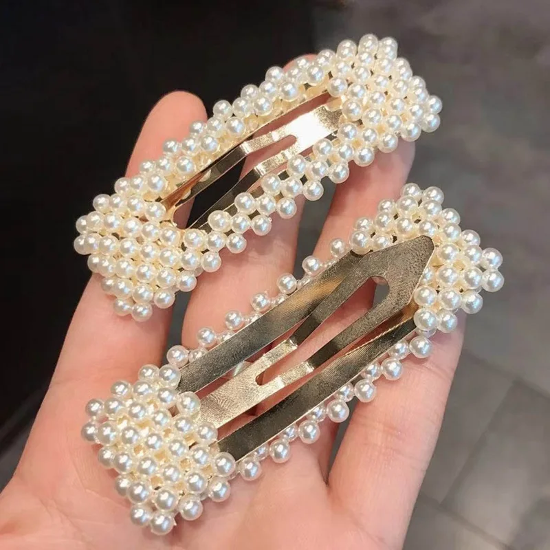 

New Fashion Women Pearl Hair Clip Snap Hair Barrette Stick Hairpin Hair Styling Accessories For Women Girls Dropshipping