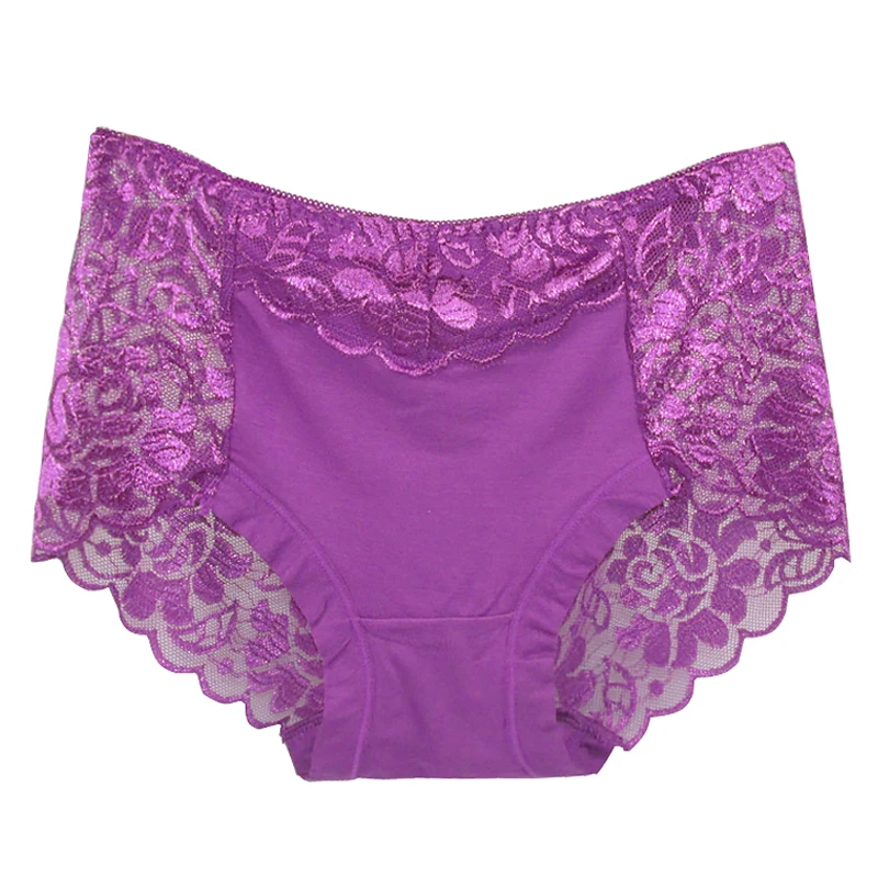 

Hot! Women underwear Perspective Sexy full transparent lace Plus size mid waist triangle Panty Calcinha Women's briefs Panties