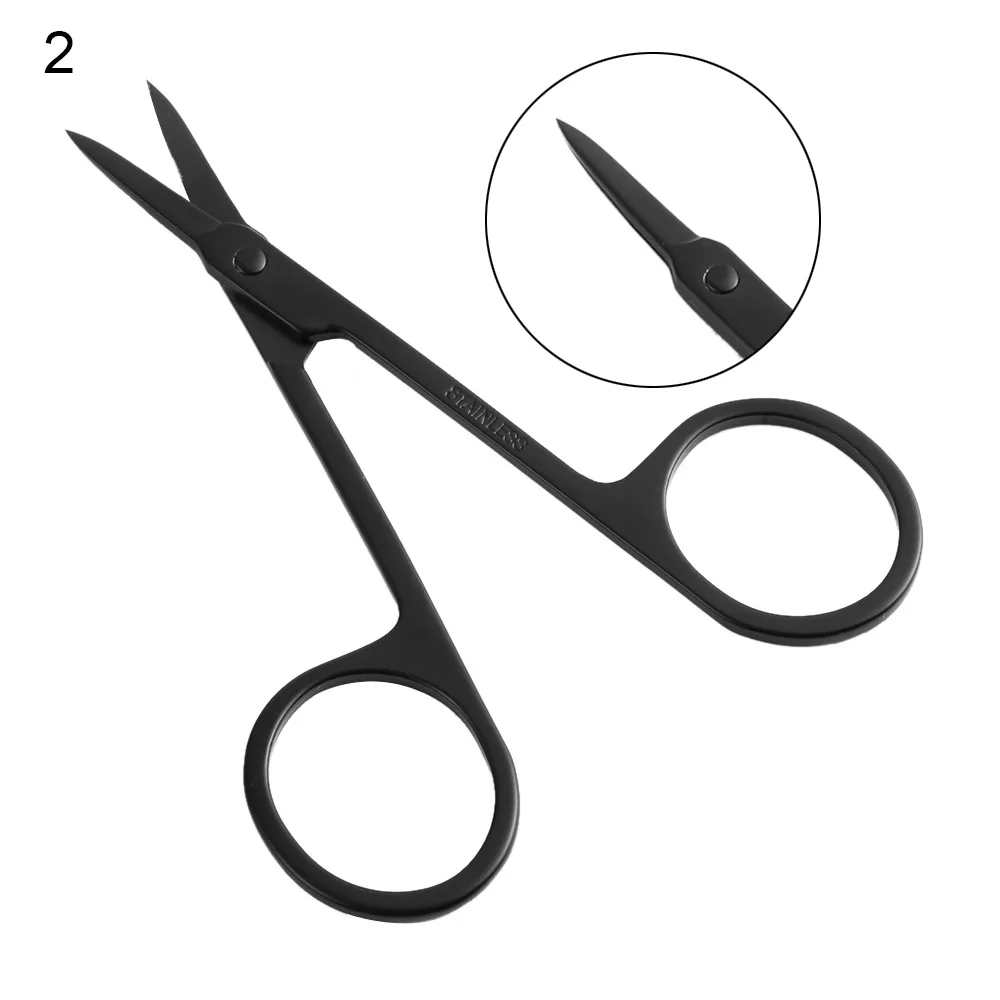 1/2 шт горячие ножницы для макияжа из нержавеющей стали для стрижки волос в носу инструменты для удаления волос бровей ножницы для усов с круглой головкой - Цвет: -2