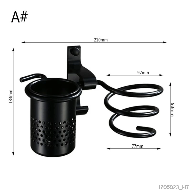Алюминиевый фен для волос с чашкой для ванной комнаты, полка для туалета, держатель для хранения, экономия места, вешалка, аксессуары - Цвет: A
