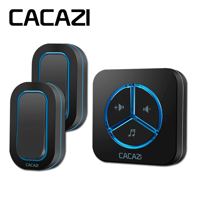 

CACAZI 9909 AC 110-220V Wireless Doorbell 2 transmitters+1 receiver 280M remote US/EU/UK plug 48 ringtones 6 volume door ring