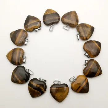 

Tiger eye natural stone heart Pendants for making Jewelry charm Necklace accessories 36pcs/lot free shipping Fashion