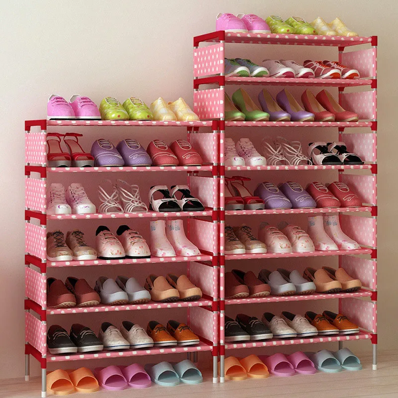 Simple DIY Metal Shoes Rack Shelves Folding Portable Shoe