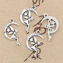 12 шт. Подвески Фея Крылья Ангела «Луна», «Звезды» 25x14 мм Античная решений Подвеска fit, Винтаж тибетская Серебряная бронзовая, DIY ювелирные изделия ручной работы
