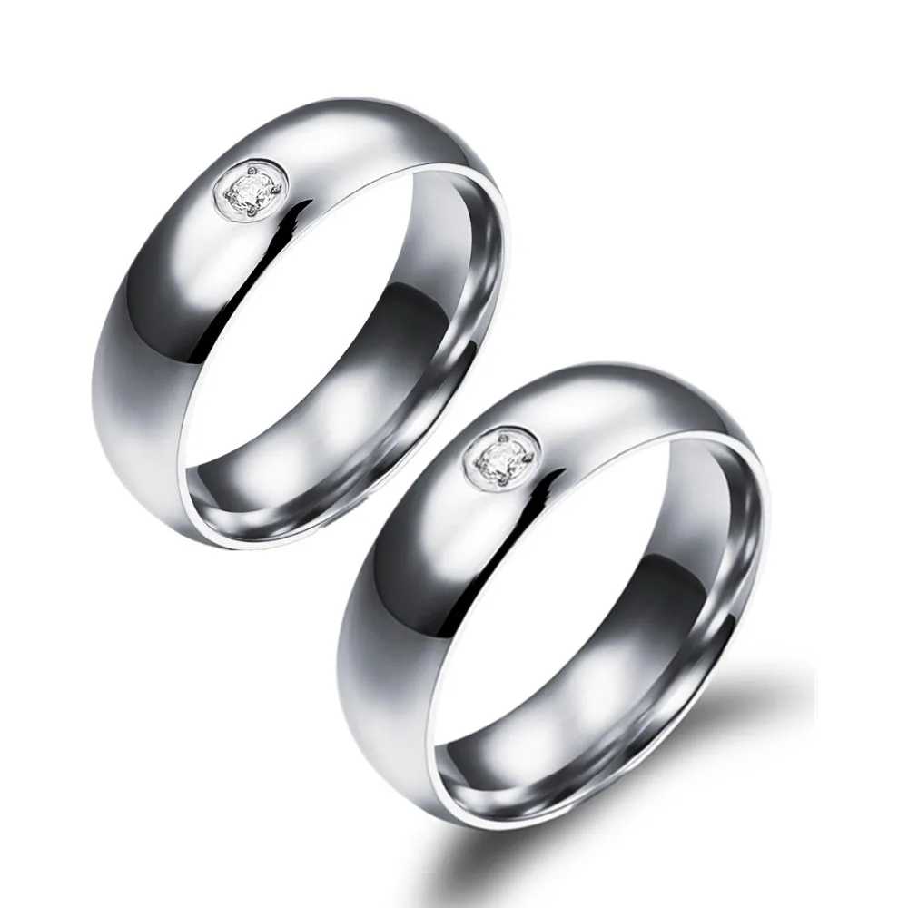Vintage Czech Chaton Engagement Rings In Titanium Steel Women Men