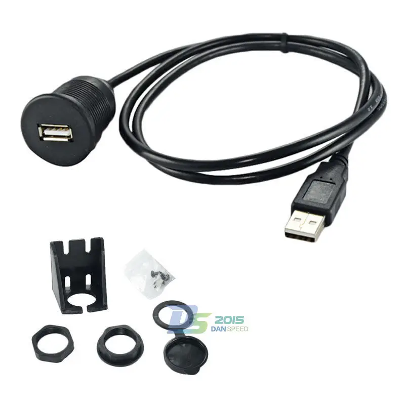 Danspeed منفذ usb 2.0 نوع وذكر إلى أنثى تمديد موصل سيارة داش جبل مع حامل