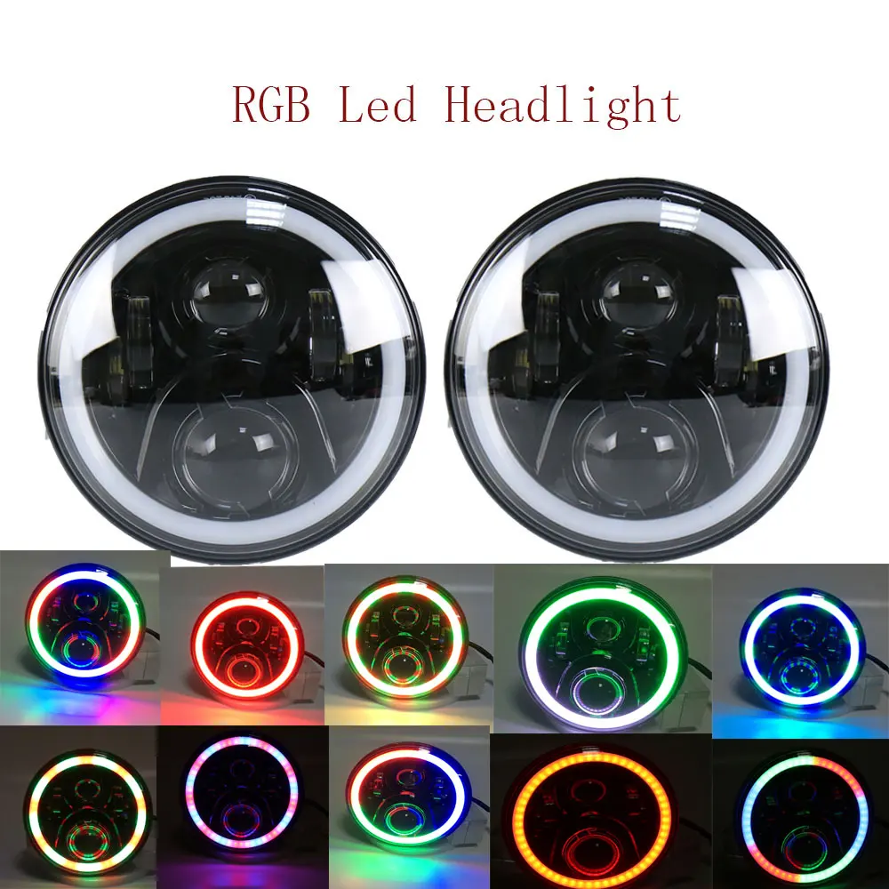 Buy 2018 2PCS Round 7Inch Auto LED Flashing RGB Color