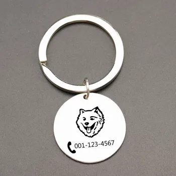 

custom phone number Dog anti-lost key chains key ring pendant Animal lovers keys holder gifts for family friends couple bagcharm