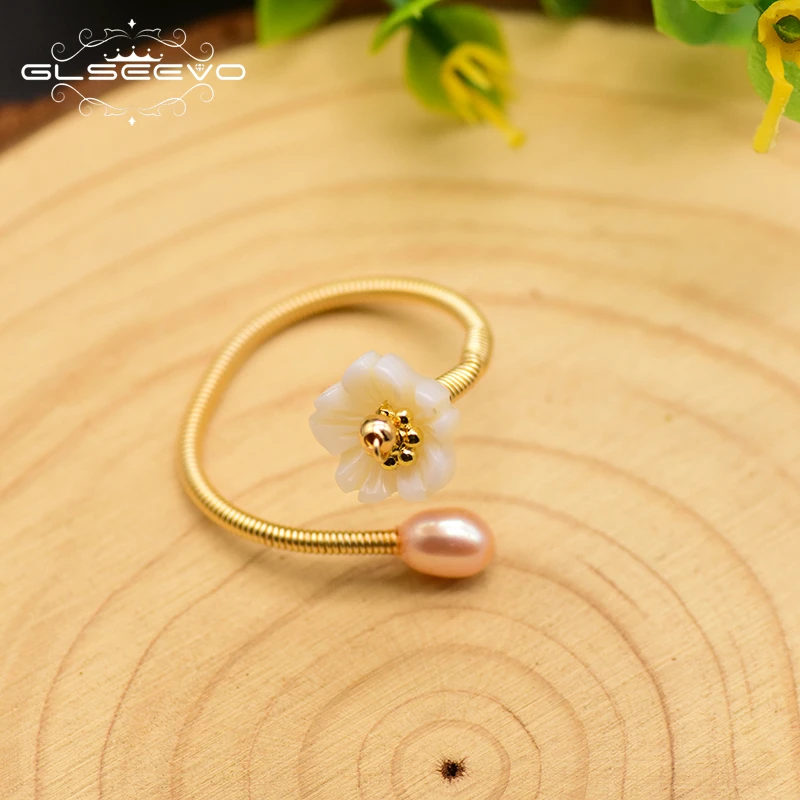 Оригинальное дизайнерское кольцо GLSEEVO ручной работы с натуральными ракушками и