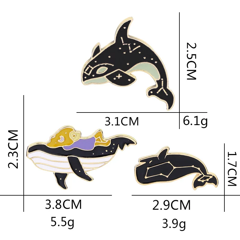 Personality Cartoon Cute Dolphin Whale Brooches for Women Men Enamel Pins and Brooch Jewelry Clothes Backpack Badge Pin Button