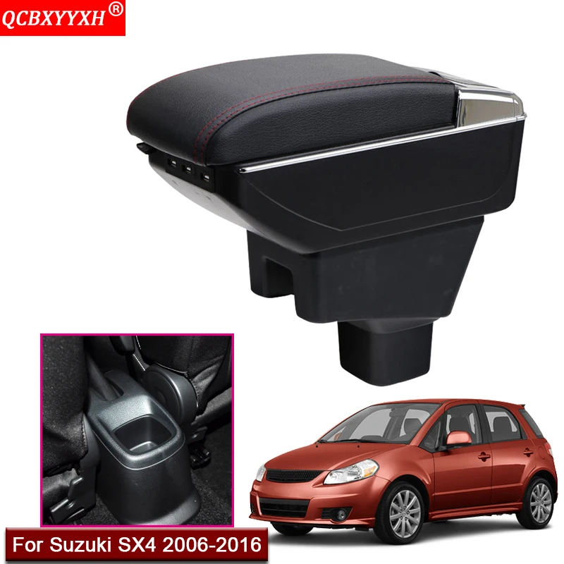 

Car Styling ABS With PU Leather Car Armrest Box Center Console Storage Box Holder Case Auto Accessories For Suzuki SX4 2006-2016