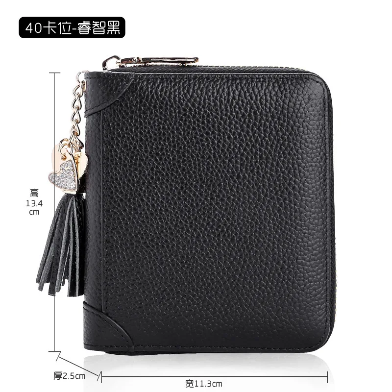 Pink Women Credit ID Card Holder Case Extendable Business Bank Cards Bag Wallet Coin Purse Carteira Mujer Tarjetero - Цвет: Cards Smart Black