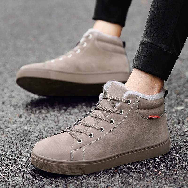 

Plush Fashion Men Shoes Non-slip Sneakers Boots Mens Footwear Fashion High-top shoes Men Winter Snow Boots Warm Men Casual Shoes