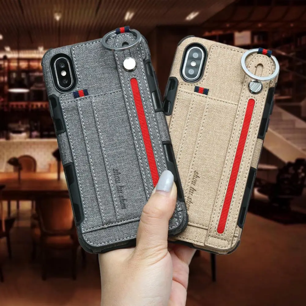 Джинсовый браслет из искусственной кожи чехол для iPhone X XS MAX XR 6 6s 7 8 Plus противоударный флип многофункциональный чехол-кошелек с отделением для карт