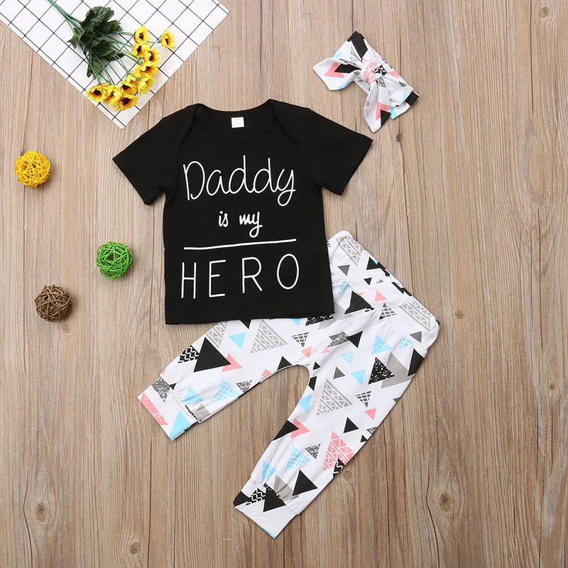 Daddy is hero/лето 2019 Модный комплект одежды для маленьких мальчиков одежда малышей