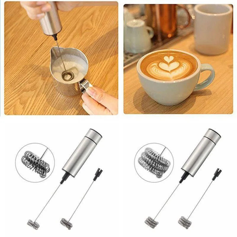 

New Coffee Frother Milk Agitator Handheld Double Spring Whisk Head Powerful Electric Milk Foam Frother Maker Cream Stirring Tool