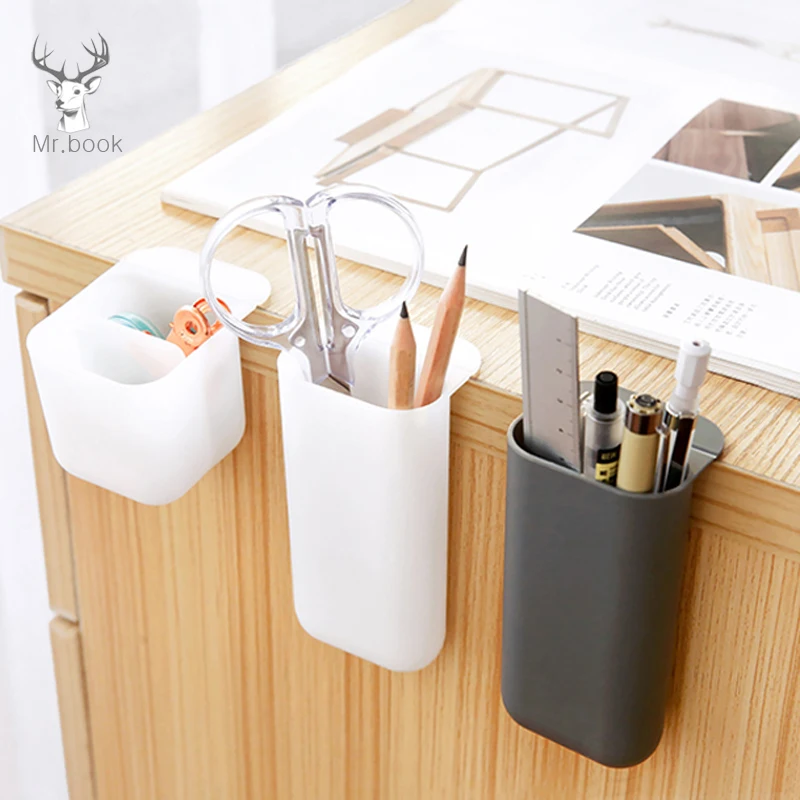 Plastic Pen Holder Round Grid Stationery Pen Case  Storage Box For Home Office G