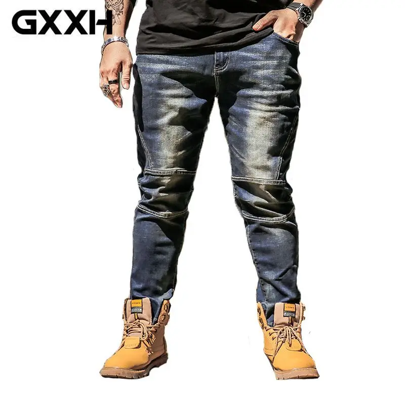 

2019 Oversize Loose Men Jeans Autumn Winter Men's Tapered Jeans Trousers Denim Hip Hop Plus Size 38 40 42 44 46 48 Male Clothing
