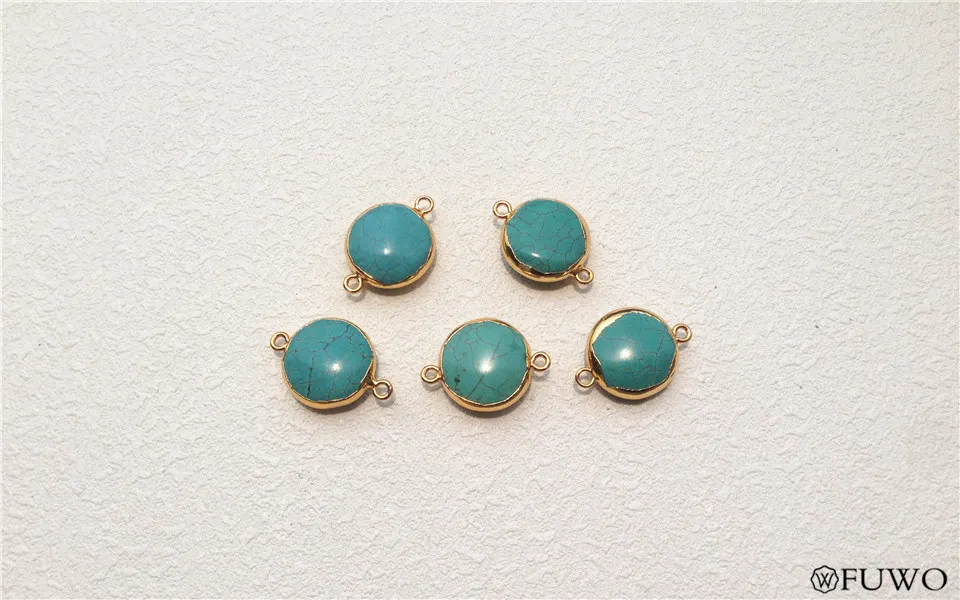 Round smooth turquoise connector 7