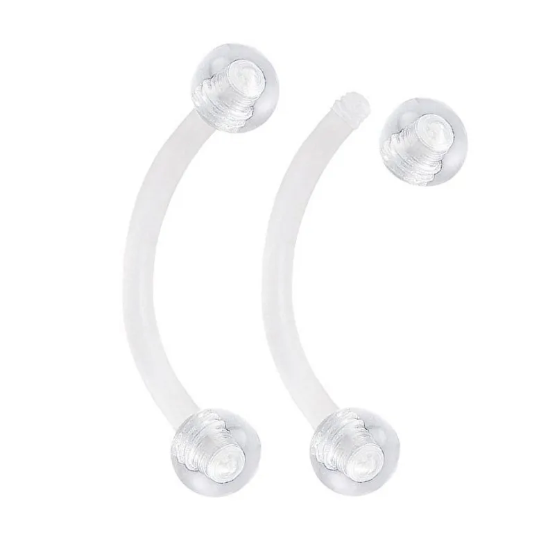

50pcs Body Piercing Jewelry - Bioplast Flexible Eyebrow/Lip/Ear Tragus Bar Piercing Curved 16g Eyebrow Piercing Retainers
