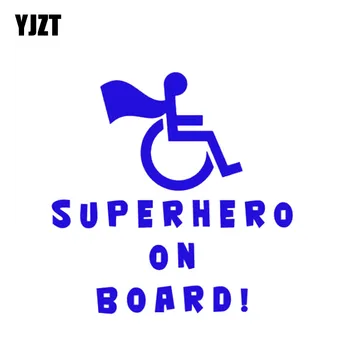 

YJZT 14CM*14CM Cartoon Disabled Child On Board Superhero PVC High Quality Car Sticker 11-00099
