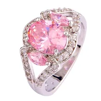 New Fashion Luxurious Style Jewelry Pink Topaz 925 Silver Ring Size 7 8 9 10 Oval Cut Gift For Women Wholesale Free Shipping