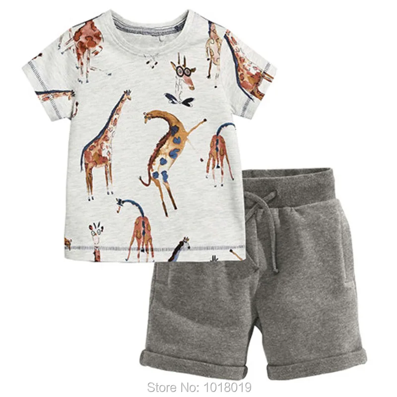 Г. брендовый комплект одежды для маленьких мальчиков, летний детский костюм Детская футболка с короткими рукавами из чесаного хлопка, штаны комплекты для маленьких мальчиков