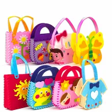 Tecido não-tecido diy bolsa crianças artesanato brinquedo mini saco não-tecido pano colorido artesanal saco dos desenhos animados animais crianças bolsas(China)