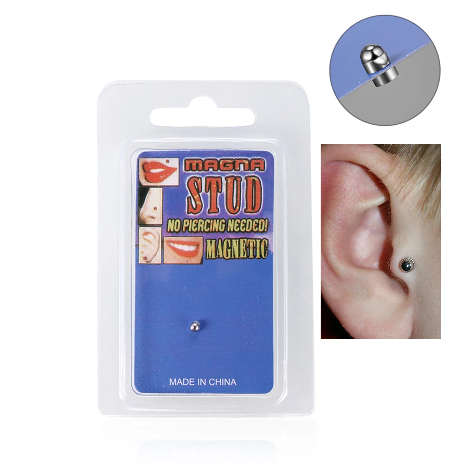 

1PC Fake Ear Piercings Cheater Non Pierced Magnetic Ear Lip Labret Nose Ring Stud Body Jewelry No Piercing Magnetic Tunnel Plugs