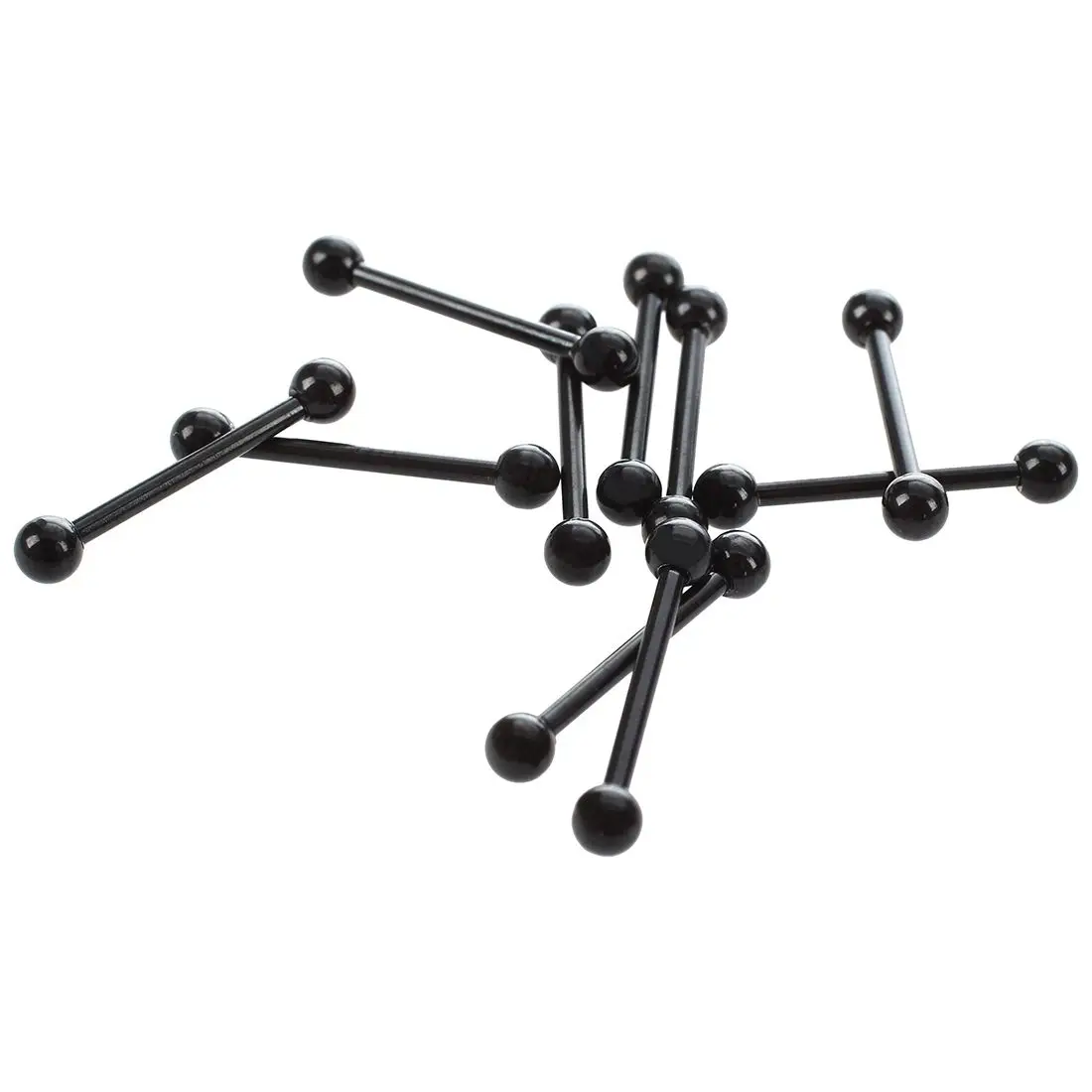 

10x BLACK TITANIUM Straight Barbell Tongue/Eyebrow Ring BODY PIERCING JEWELRY 16gauge (1.2mm) x 9/16"(14mm) 4mm ball