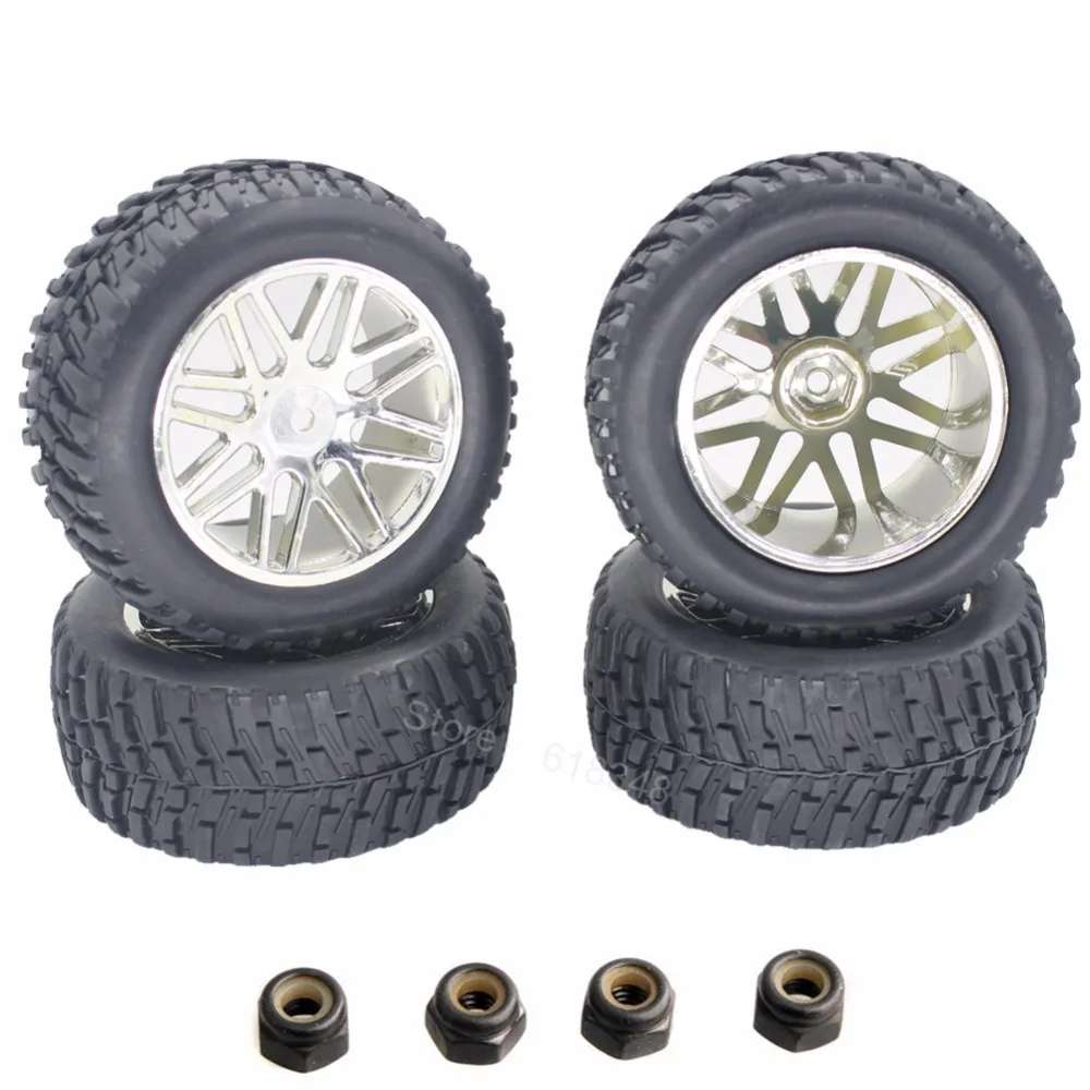 4pcs Rubber 2.2 inch RC Short Course Truck Tires & Wheel Rims 12mm Hub