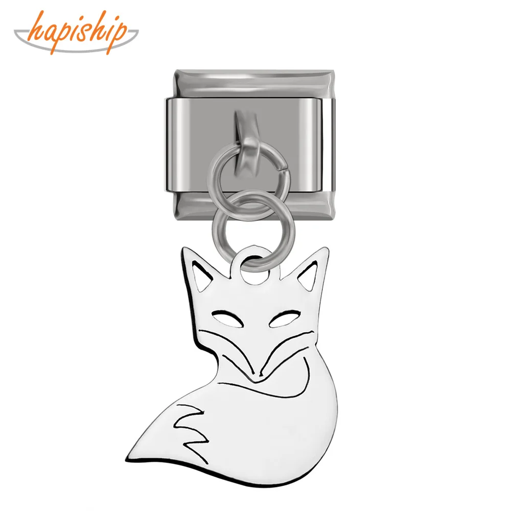 

Hapiship New Product Original Daisy Cutting Polishing Fox Italian Charm Fit 9mm Bracelet Stainless Steel Jewelry Making DJ150