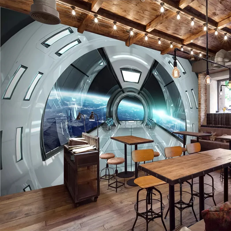 Custom Size Modern 3D Character Universe Space Capsule Mural Home Decor Mural Art Living Room TV Background 3D Wall Paper Roll