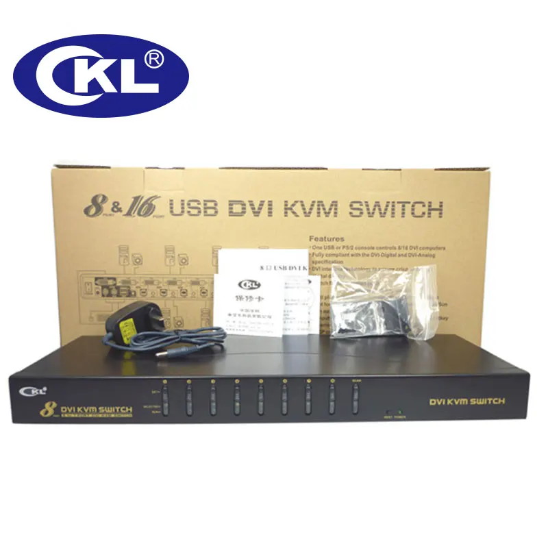 CKL 8 Порты и разъёмы USB DVI KVM переключатель с пультом дистанционного управления и PS/2, ПК, мониторная клавиатура горяч-ключевая мышь коммутатор, стойки металла(CKL-9138D