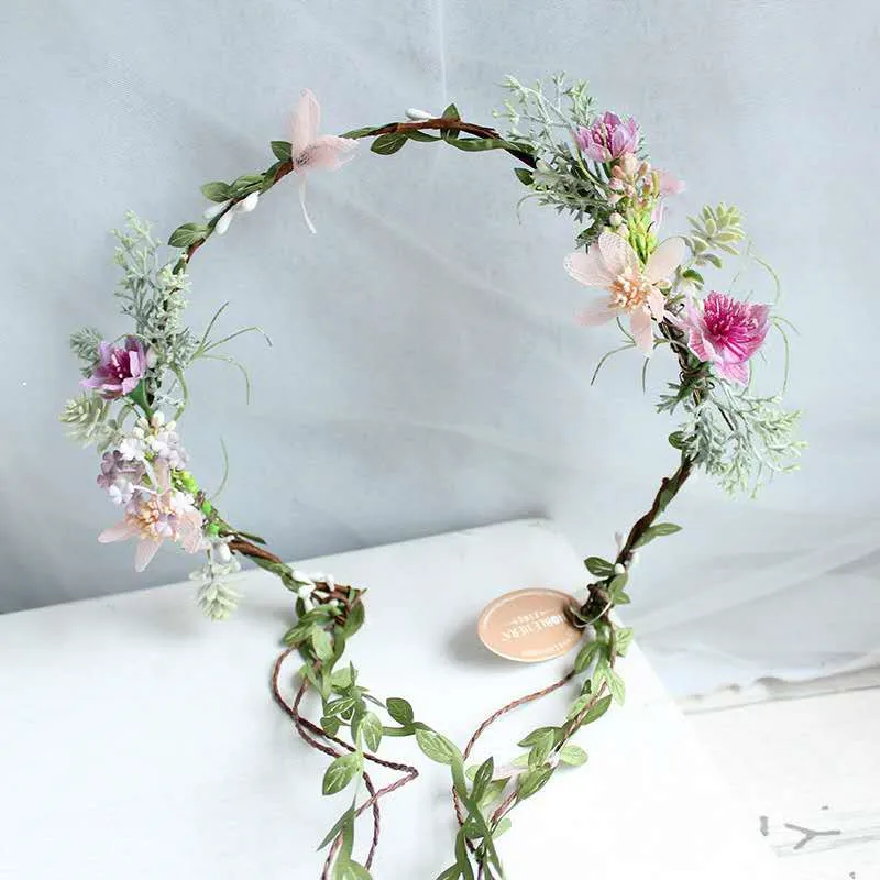 

HIYONG New Style Floral Crown Headband Flower Crown Hairband Floral Crown Girl Wreath Wedding HairBands Hair Accessories Women