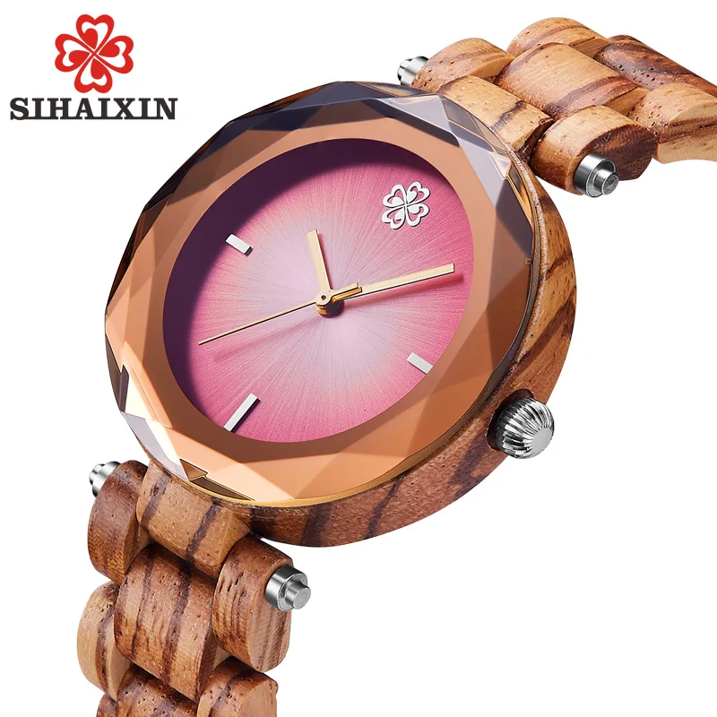 SIHAIXIN деревянные бамбуковые часы женские 2018 Новое поступление сапфировое стекло