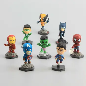 

Avengers 8 pcs/Set Hulk Captain America Iron Man Wolverine Q Version PVC Action Figures Model Toys 5-6 CM