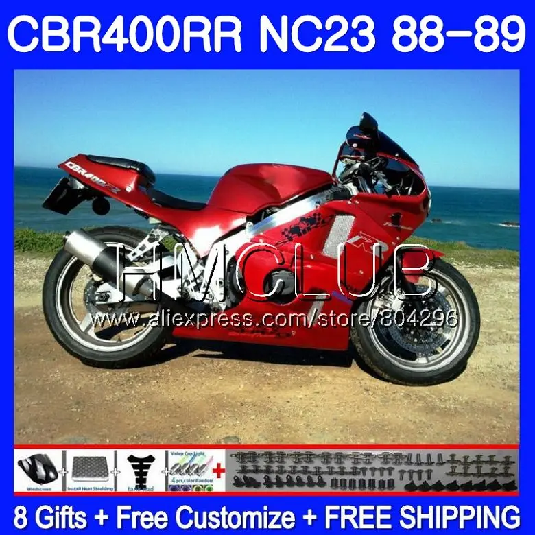 

NC23 For HONDA CBR 400RR 400 RR CBR400 RR 88 89 90 91 92 93 89HM.6 CBR400RR 1988 1989 1990 1991 1992 1993 Fairings ALL Wine red
