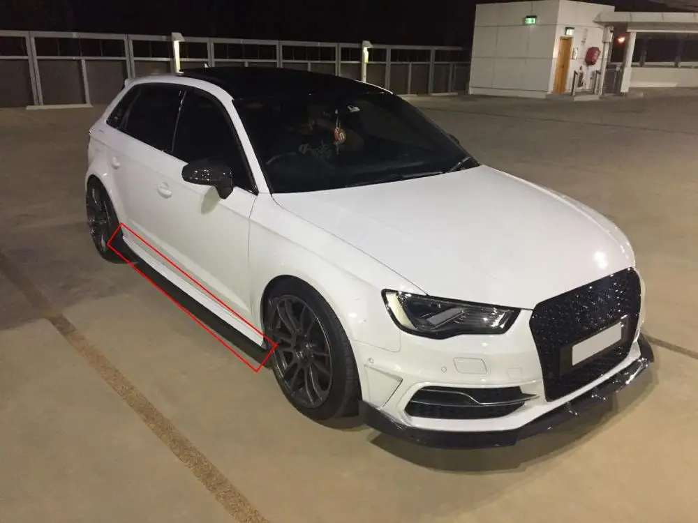 Углеродного волокна сторона юбки наборы для бампера для Audi A3 Sline S3 Sportback седан 4 двери не A3 Стандартный- стайлинга автомобилей