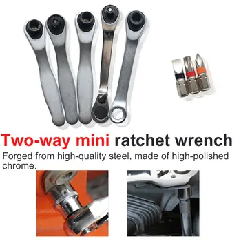 

Mini Ratchet Socket Wrench 1/4 Drive 72 Tooth Quick Release Multifunctional Hand Tools Teeth Spanner Wrench Repair Tools