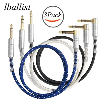 

lballist 90degree 6.5mm Male to Male 1/4'' Stereo Audio Cable Dual Shielded For Electric Guitar Mixer Amplifier 3pcs Pack