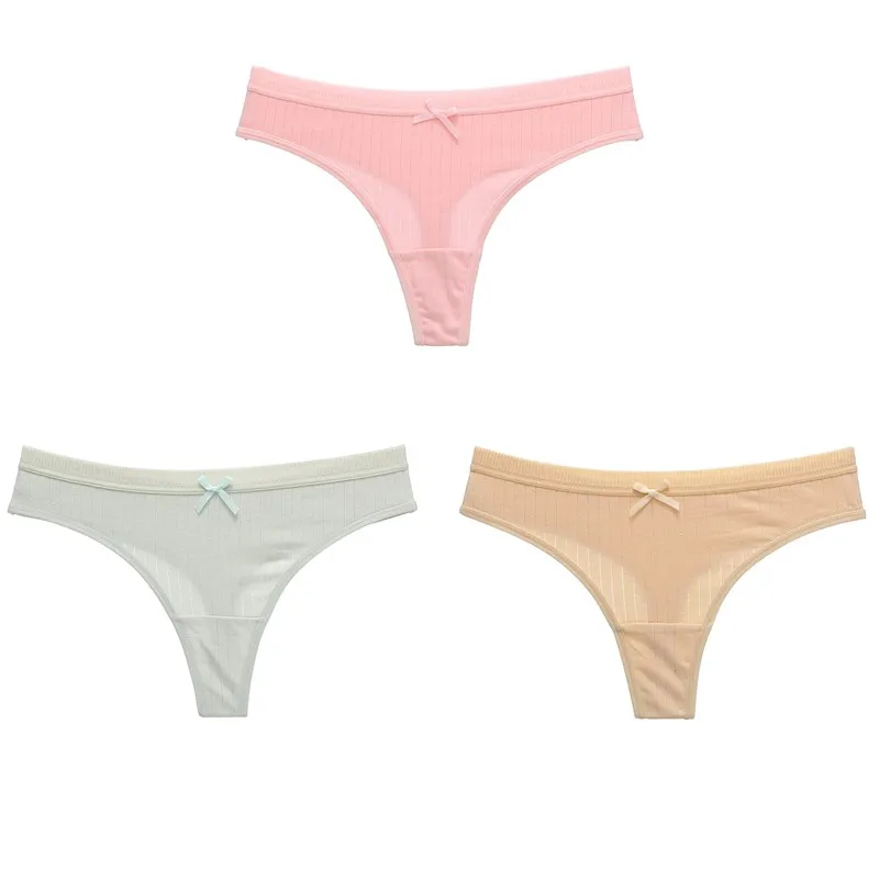 Pink-green-khaki 3 шт./лот, трусики для женщин, хлопковые стринги, сексуальное женское белье, женское повседневное нижнее белье, стринги, женские одноцветные трусы - Цвет: Pink-green-khaki