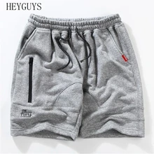 HEYGUYS, водонепроницаемые махровые мужские шорты с карманами на молнии, хлопок,, летние шорты в стиле хип-хоп, мужские повседневные шорты M, L, XL, XXL