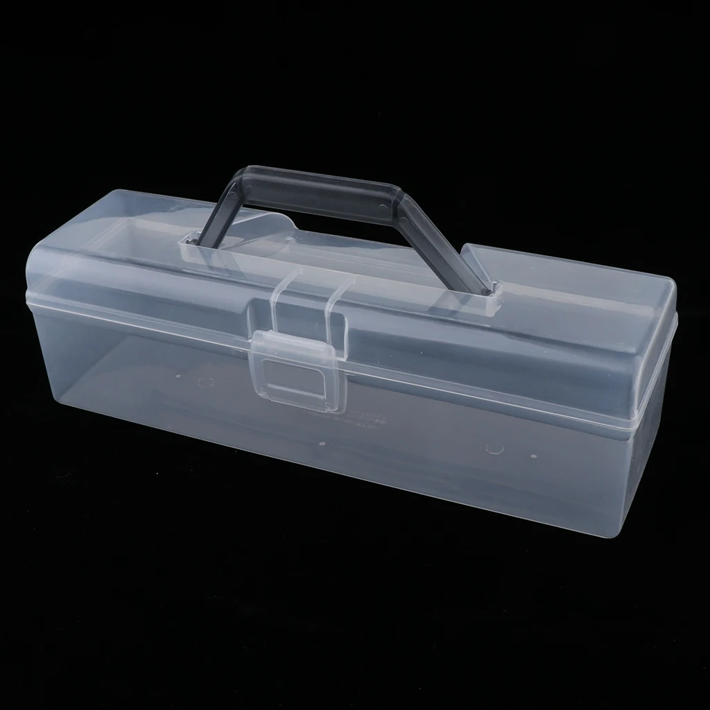 

12 Inch Doll Storage Case Organizer Carrying Holder, Clear Plastic Box with Folding Handle