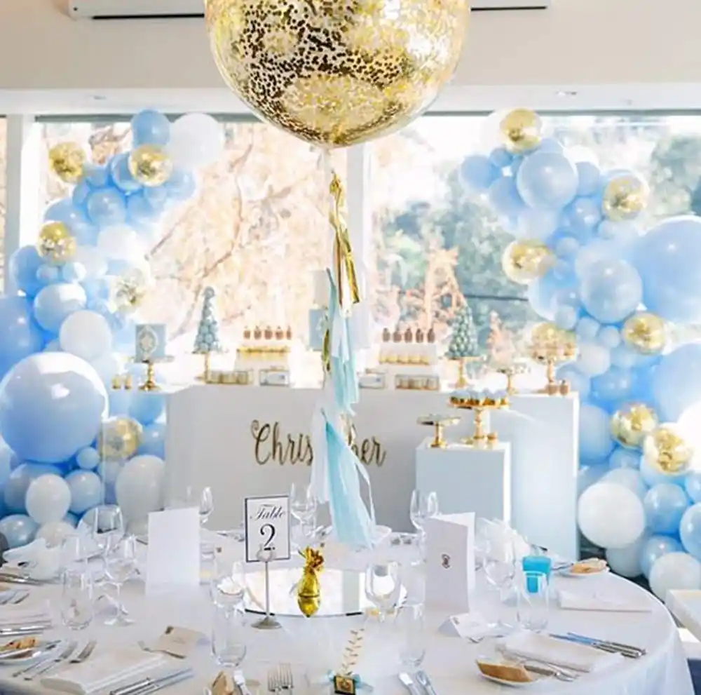 navy and gray baby shower decorations