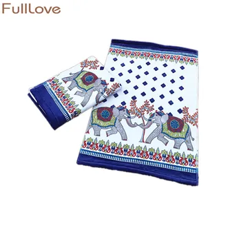 

FullLove 2PCS/Set Cartoon Elephant Towel Set Cotton Striped Absorbent Hair Face Towels + Bath Towel Bathroom Towels Home Textile