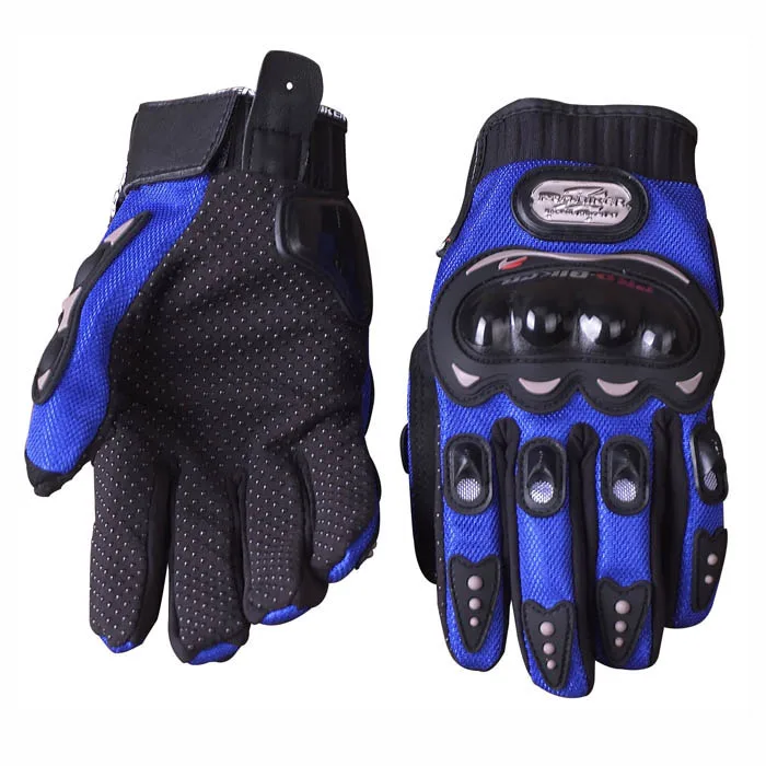 Профессиональный Байкер открытый спортивный с полными пальцами рыцарь езда Мотоциклетные Перчатки 3D дышащая сетка ткань мужские кожаные перчатки - Цвет: Синий